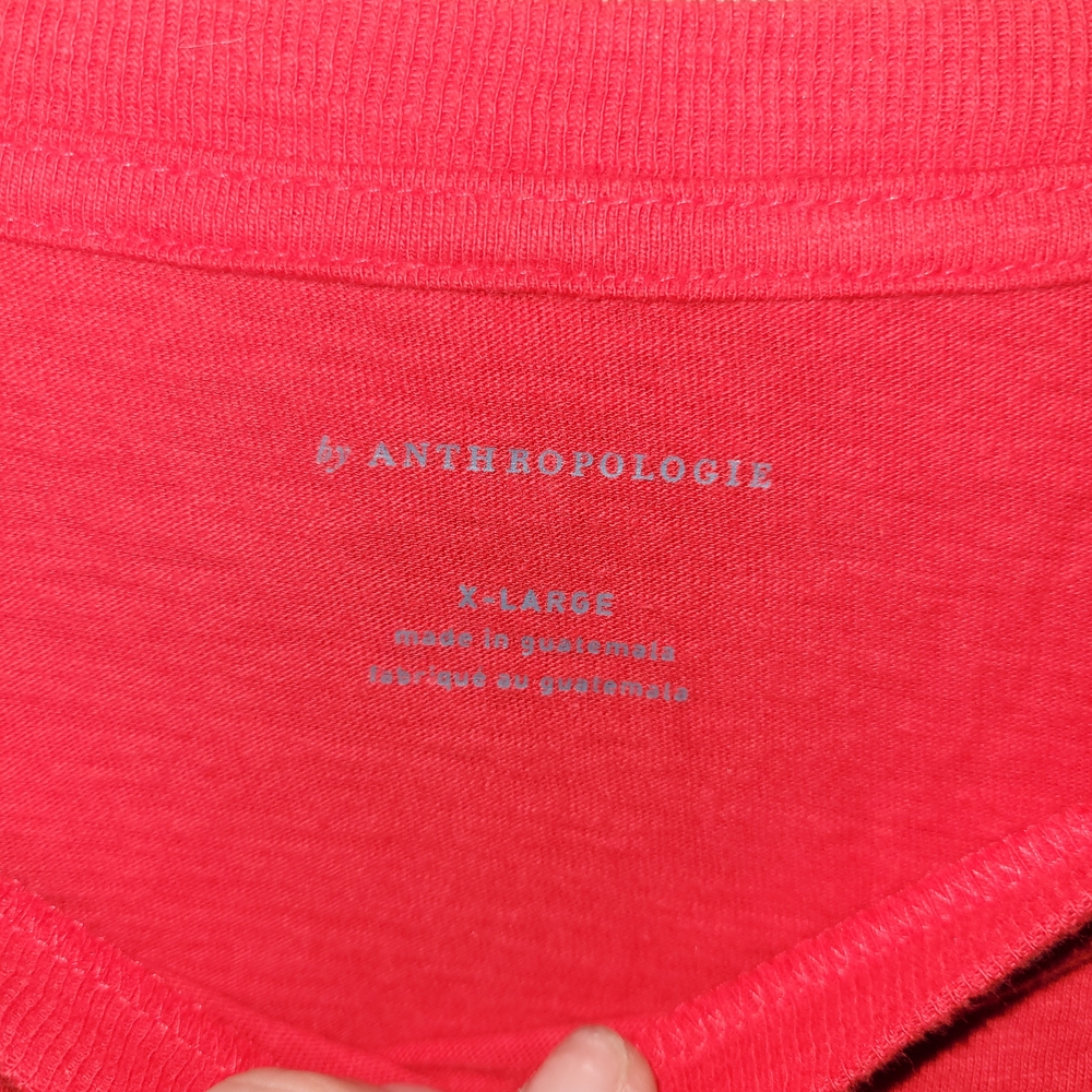 Anthropologie Coral Pink Tee - X-Large